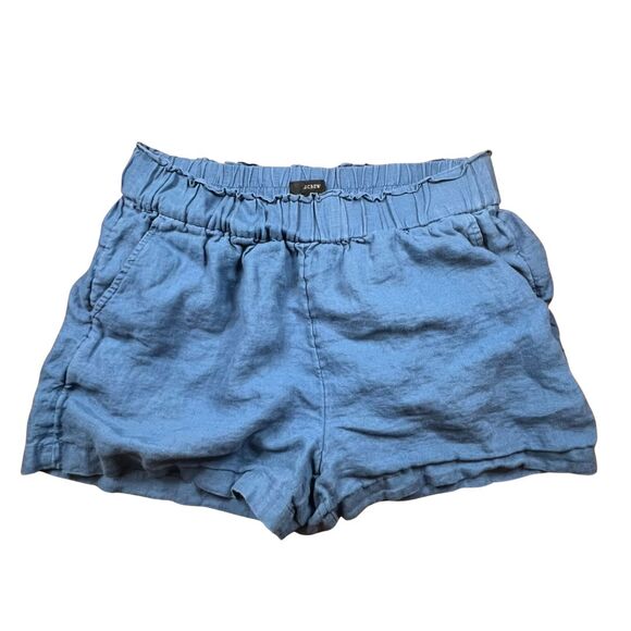 J Crew Shorts Womens Medium Blue Linen Elastic Waist Preppy Chino Boho Casual - Picture 8 of 16